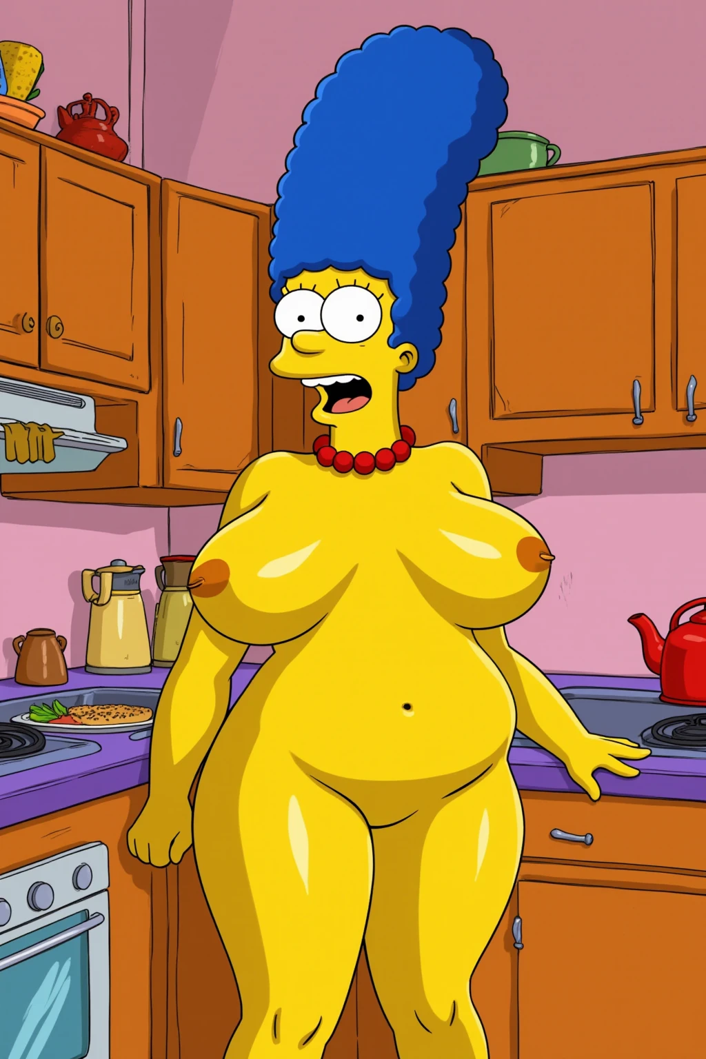 Nude Marge Simpson in Kitchen Surprise