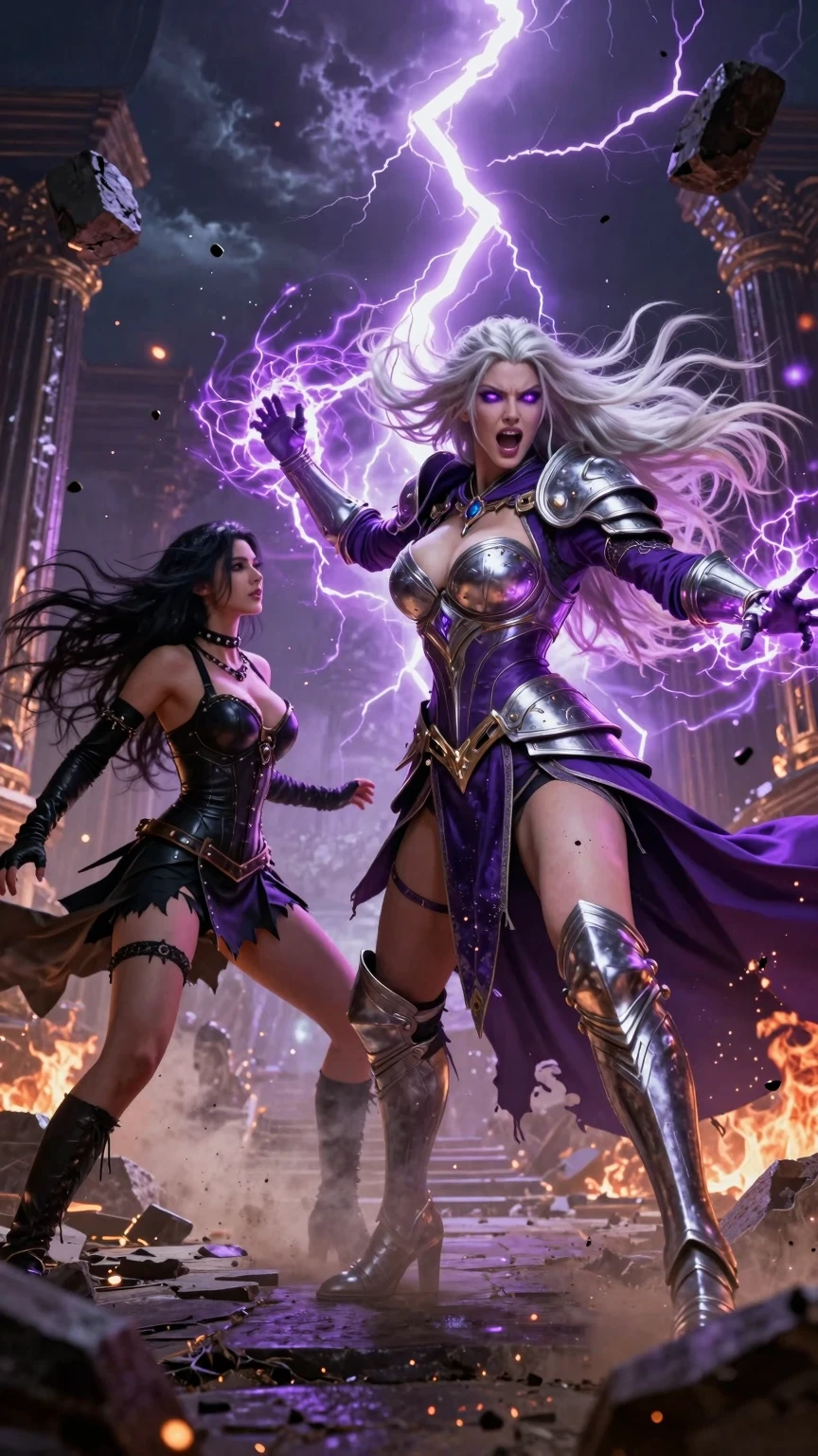 Silver Sorceress and Her Dark Leather Warrior