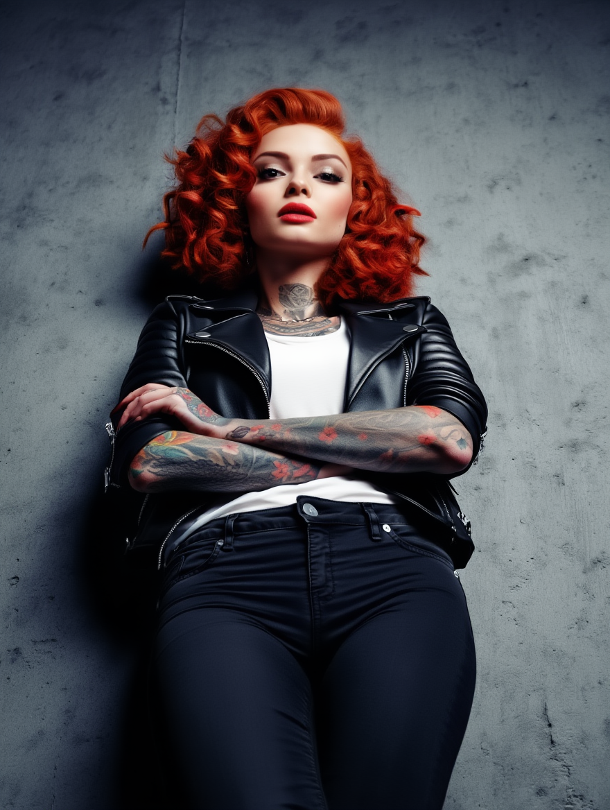 Tattooed Redhead Muse in Lingerie and Editorial Portraits