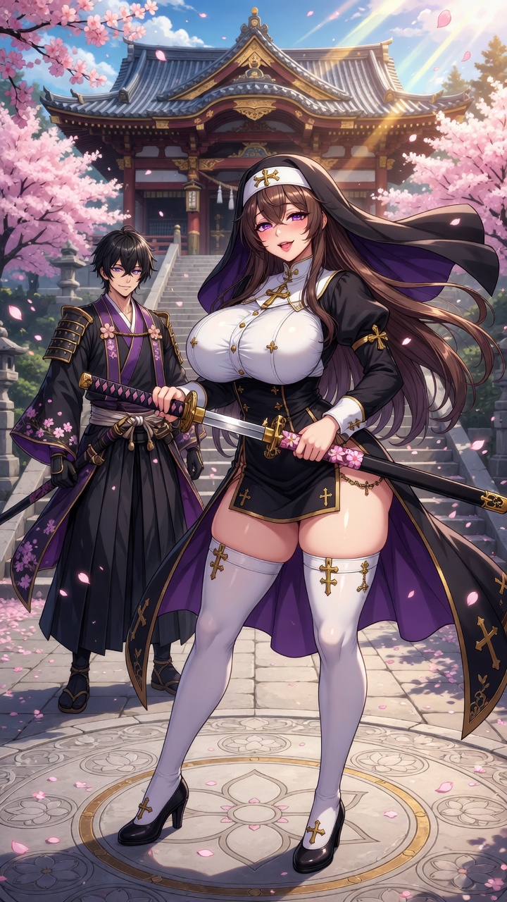 Seductive Nun Samurai Temple Blossom Duel