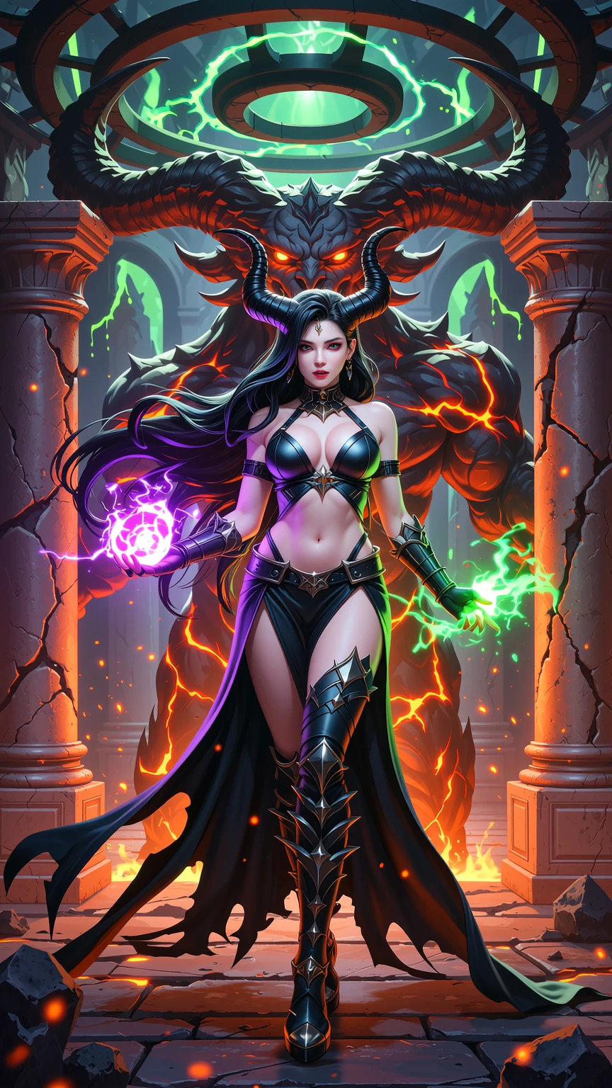 Infernal Sorceress Summoning Demonic Power