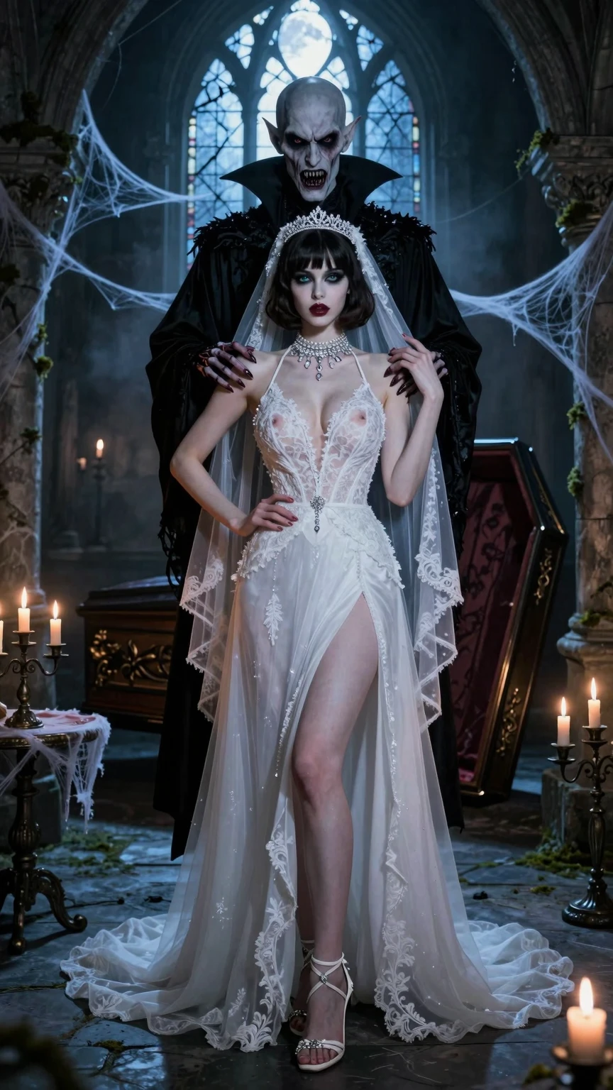 Veiled Bride & Vampire Lord in Crypt