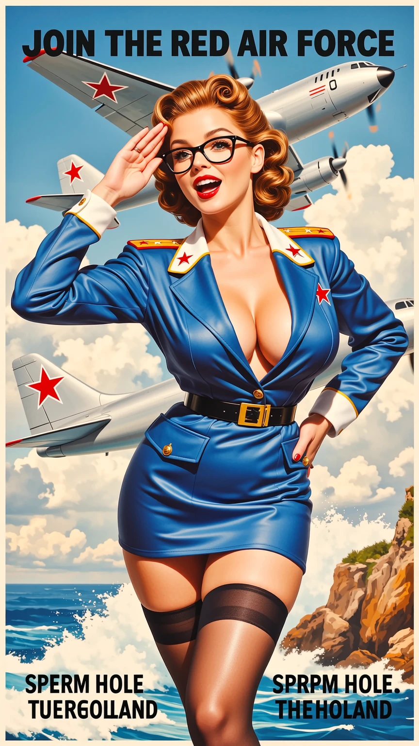 Red Star Aviator Pin-Up in Satin Glory