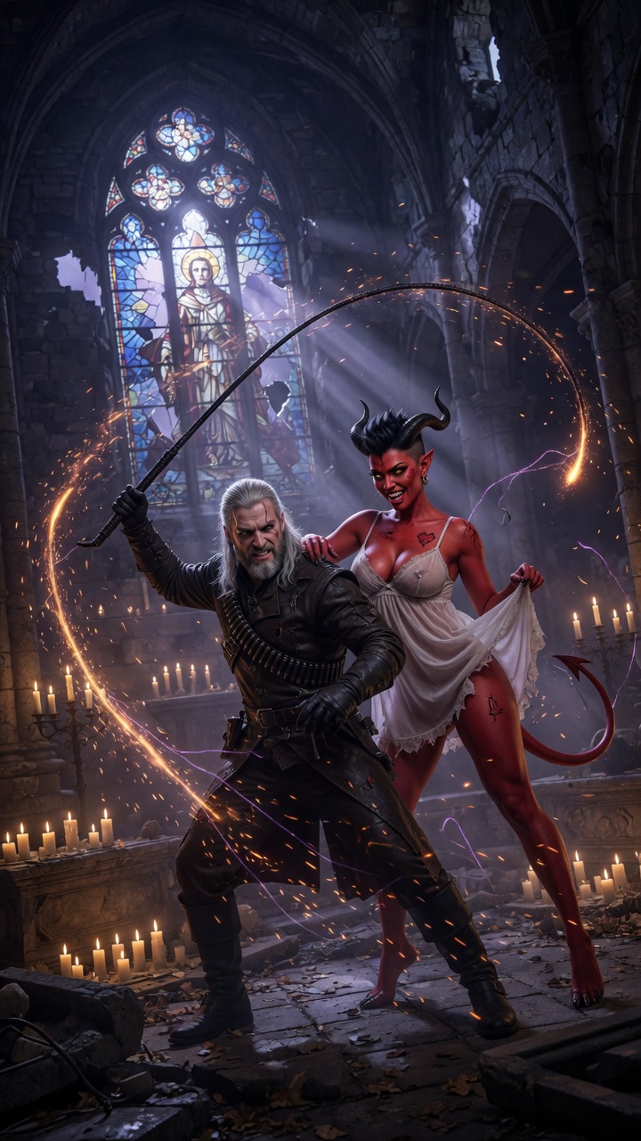 Witcher vs Demoness Cathedral Battle