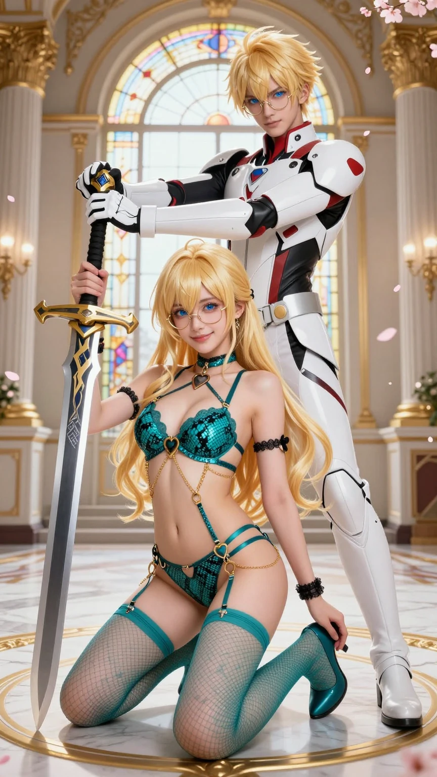 Blonde Lingerie Knight and Armored Warrior
