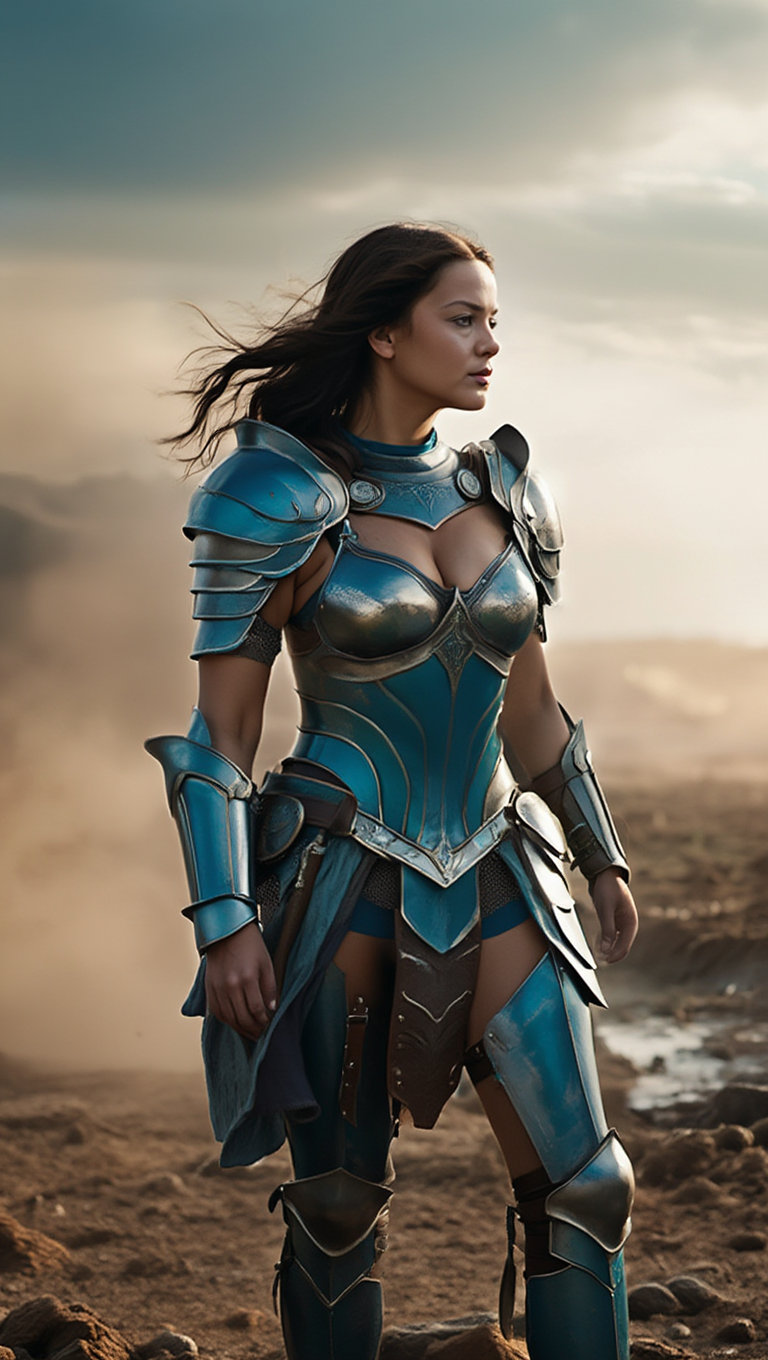 Steel Valkyrie Rising Across Desert Battlefield