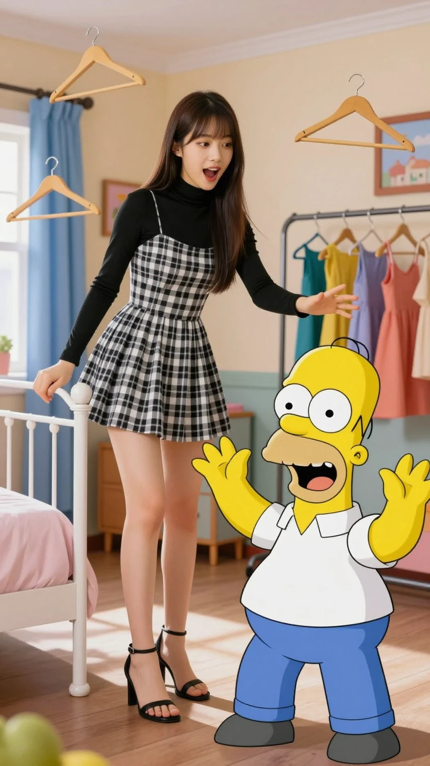 Excited Asian Girl Meets Homer Simpson