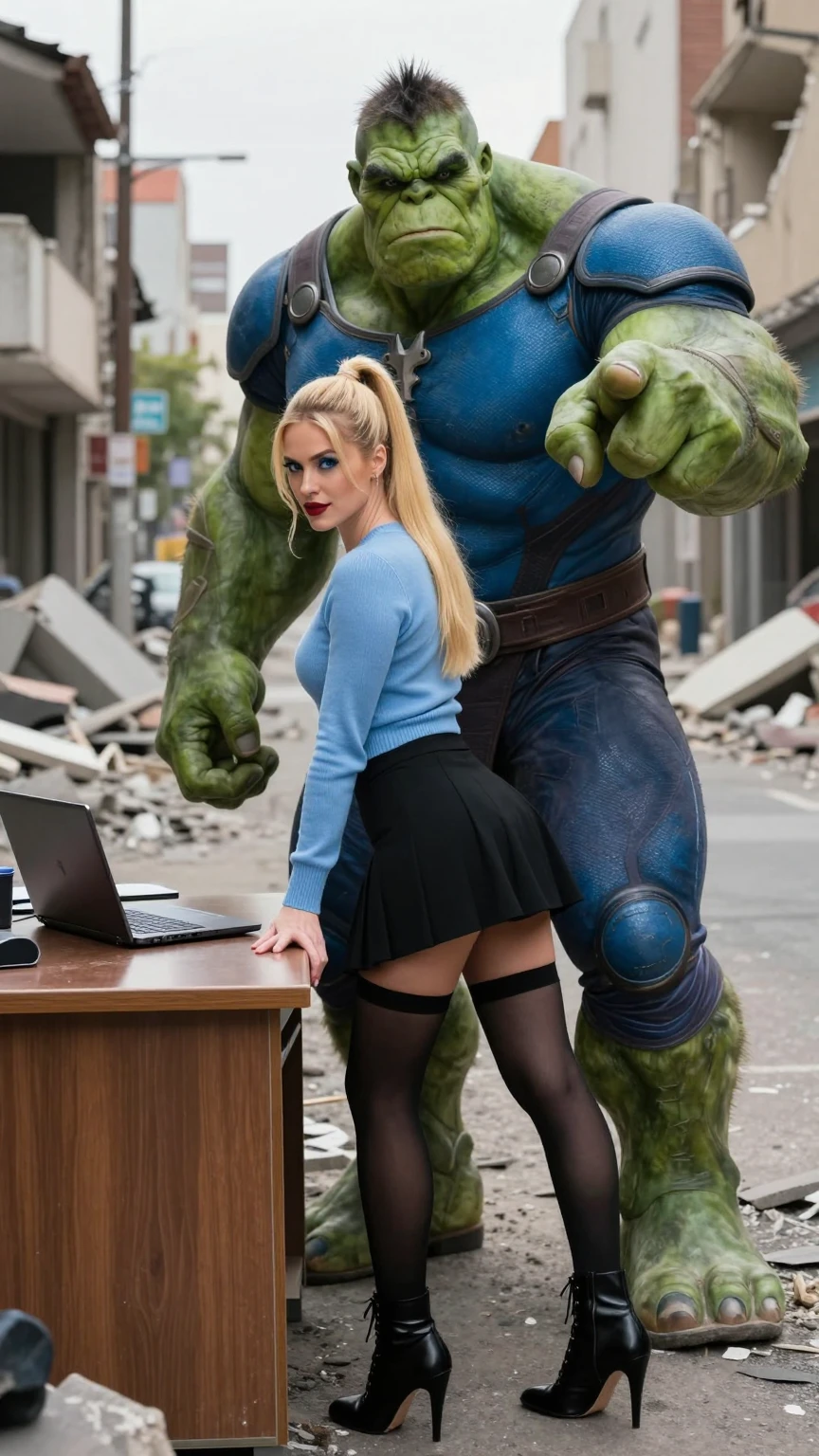 Blonde Survivor and Green Titan Urban Chaos Scene