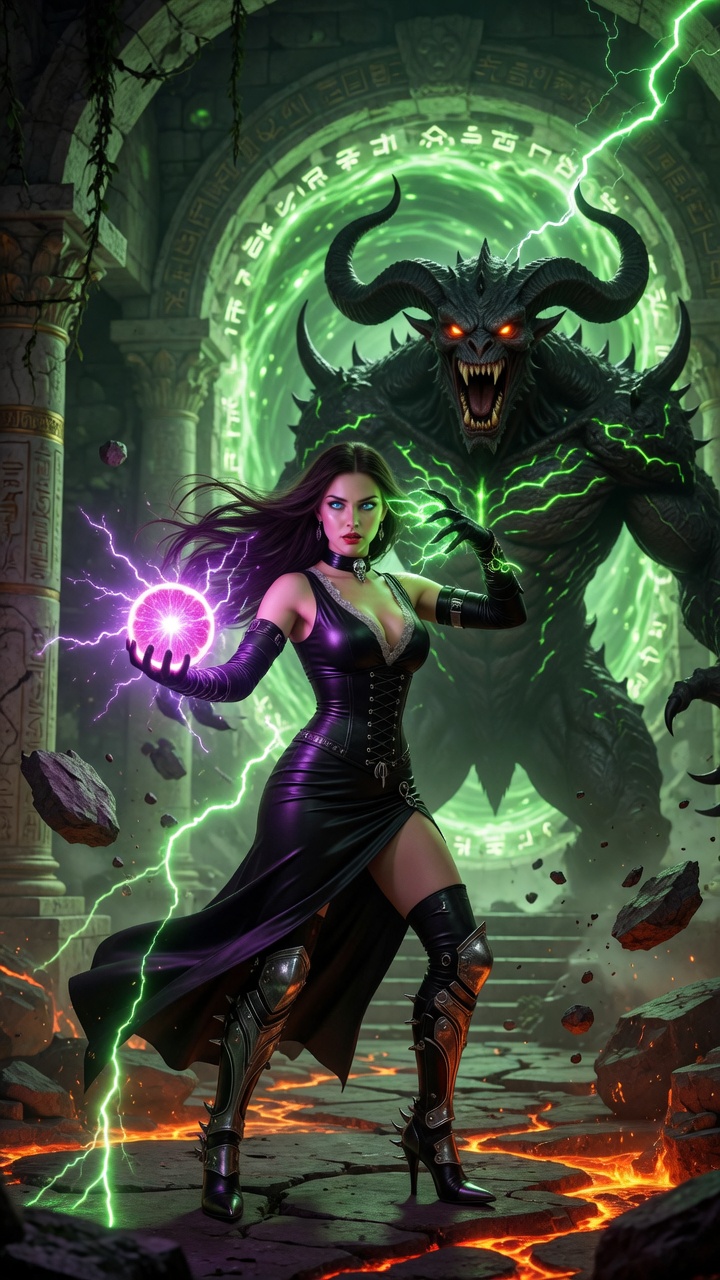 Sorceress Summoning Demonic Power