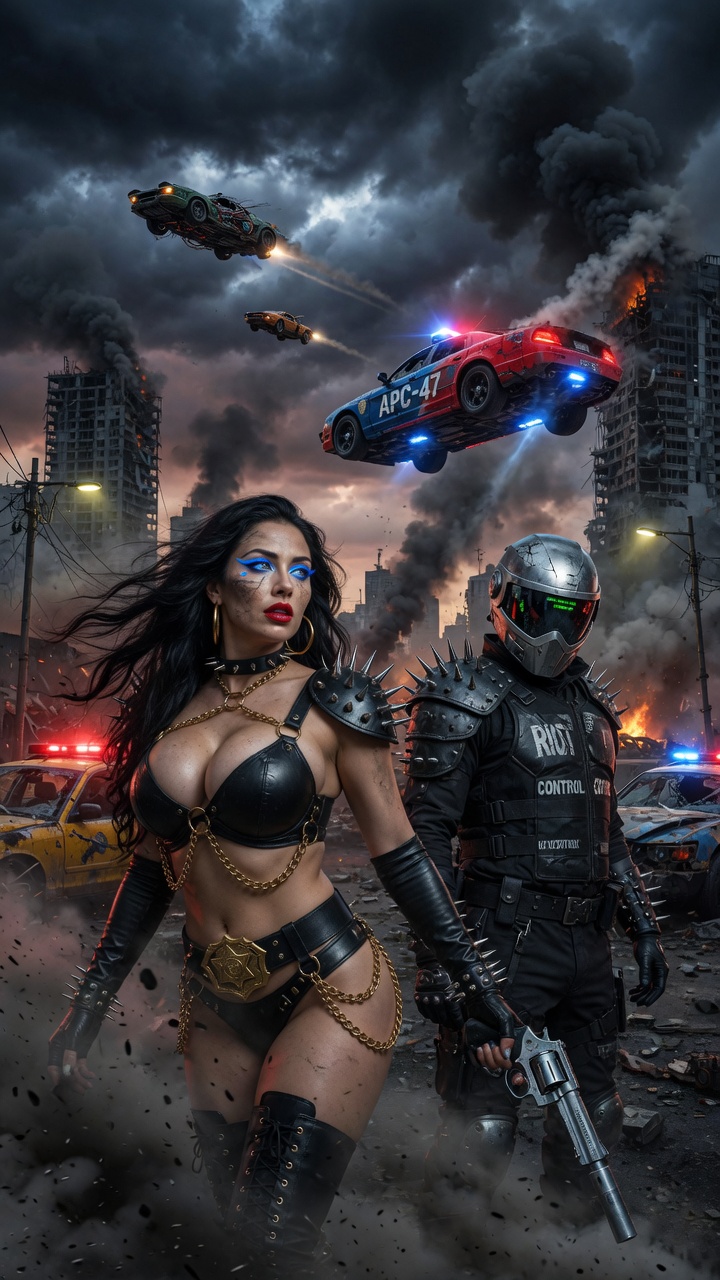 Spiked Leather Babe in Ruined City