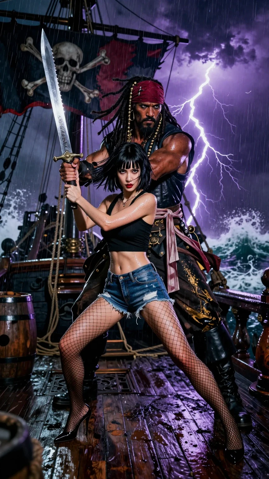 Pirate Storm Battle on Ship Deck