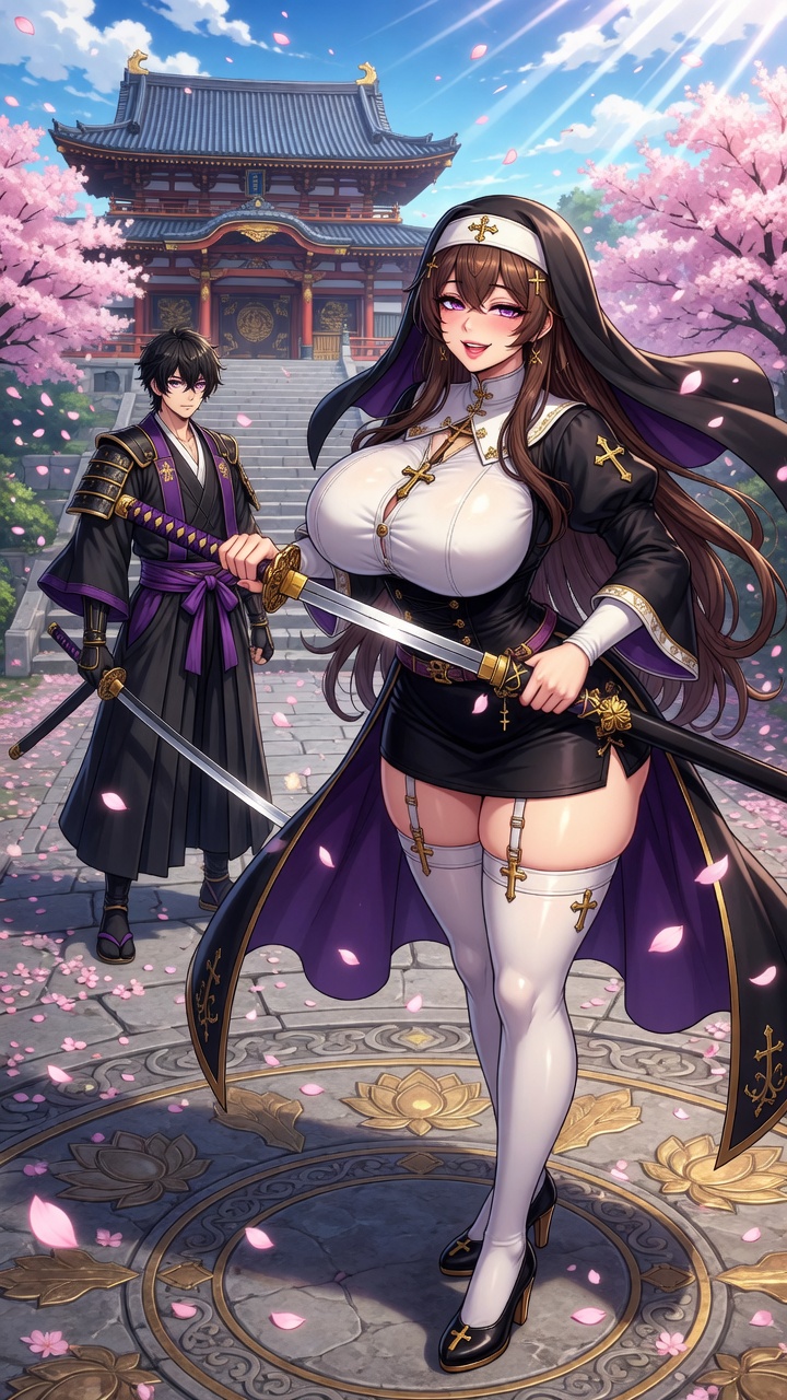 Seductive Nun Samurai Temple Blossom Duel