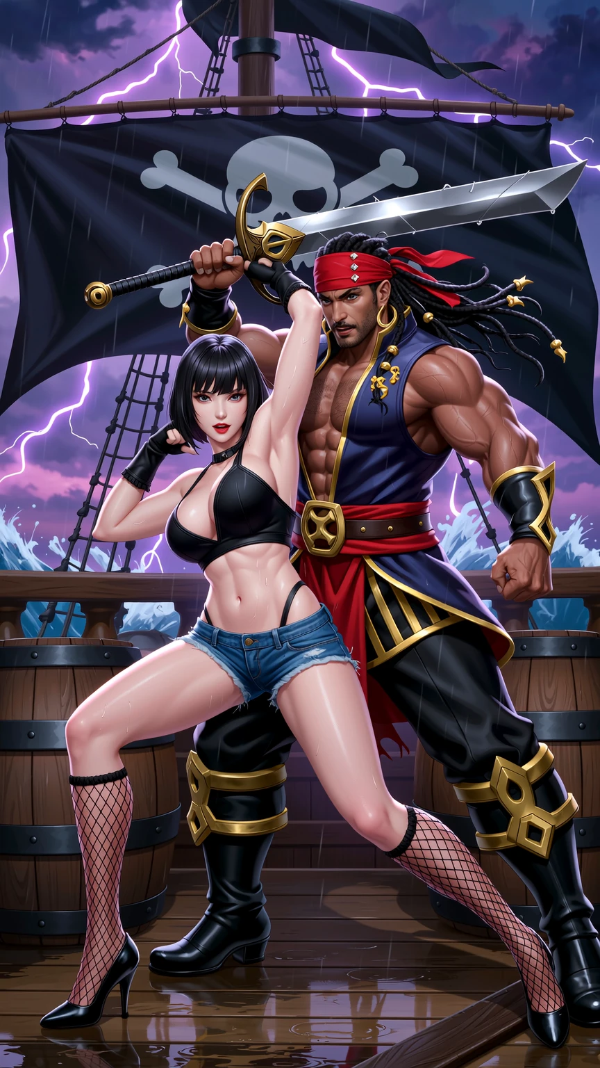 Pirate Storm Battle on Ship Deck