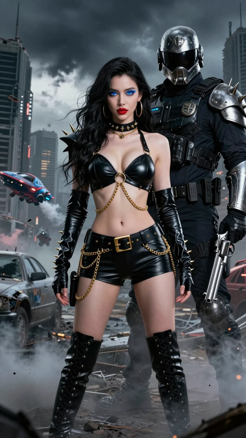 Spiked Leather Babe in Ruined City