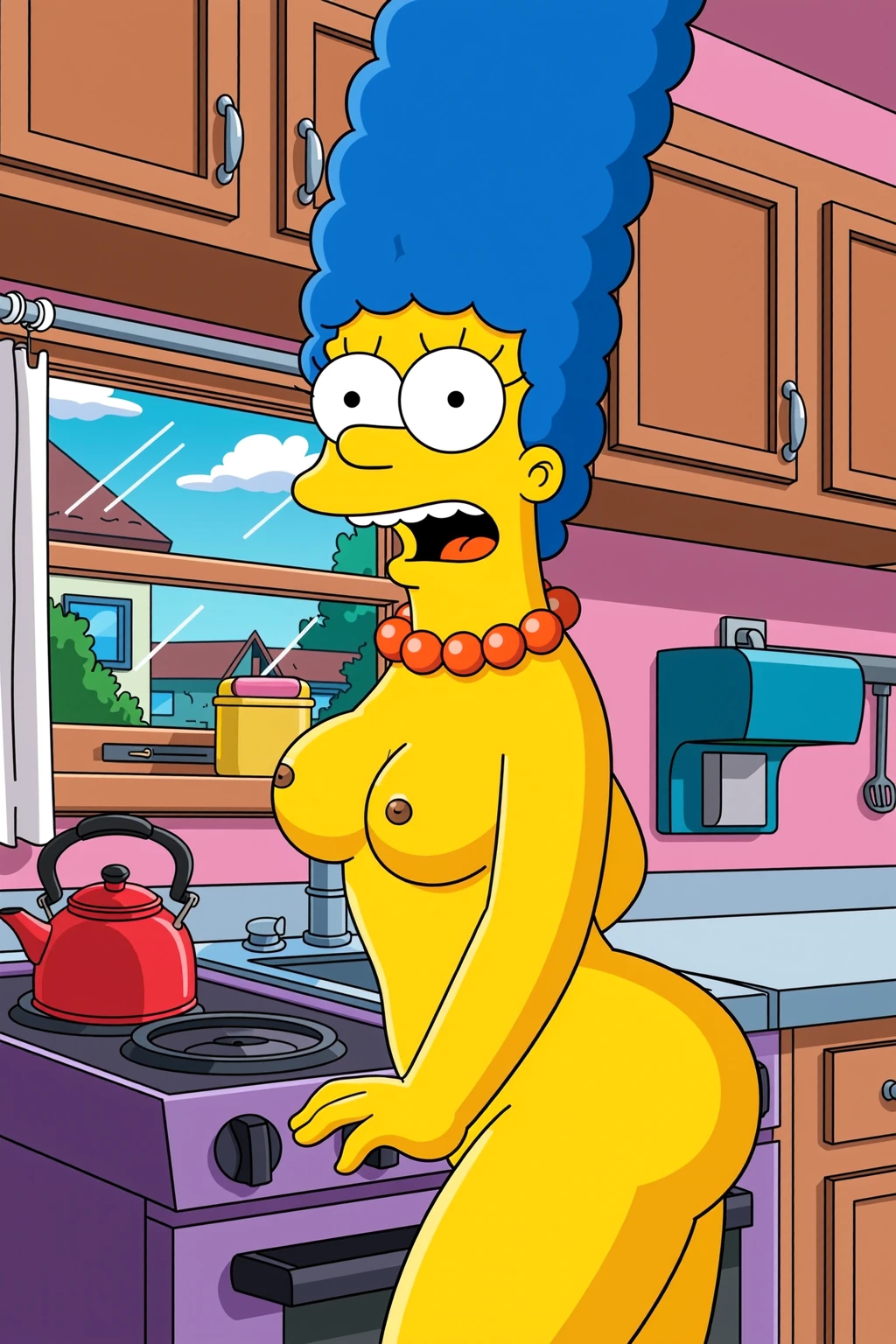 Nude Marge Simpson in Kitchen Surprise