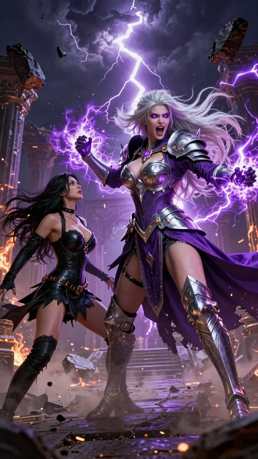 Silver Sorceress and Her Dark Leather Warrior