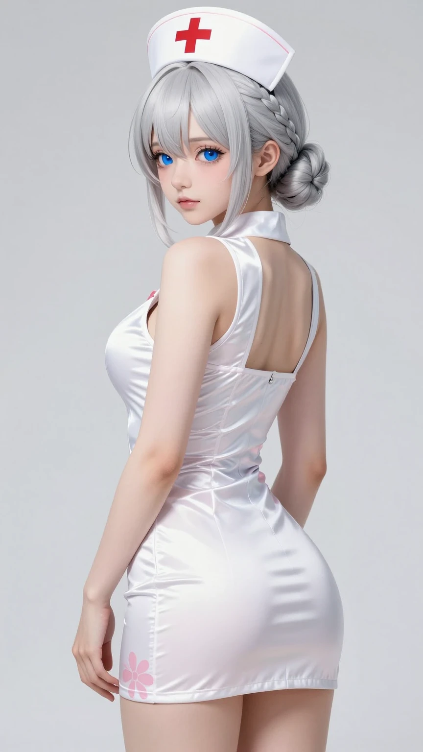 Elegant Anime Nurse with Soft Floral Details