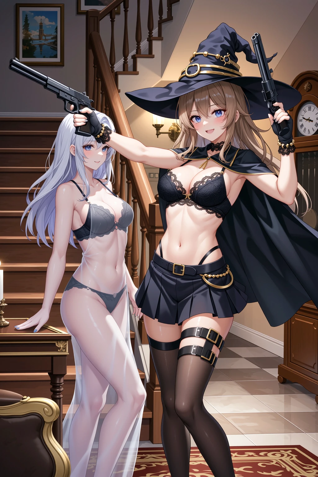 Blonde Witch with Guns and Ghostly Companion