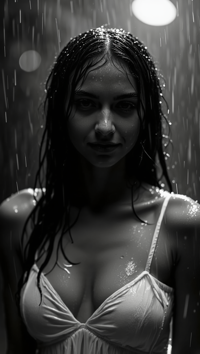 Silent Rain: A Monochrome Study of Solitude and Grace