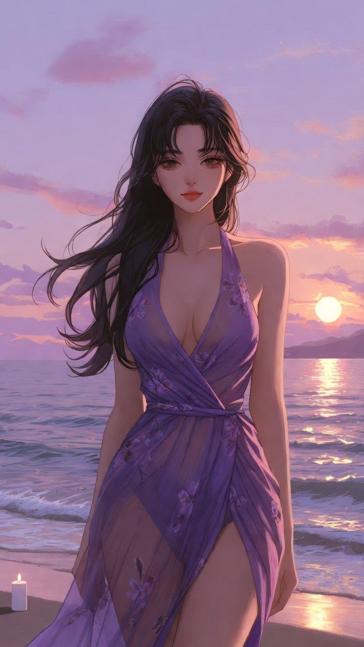 Dreamy Sunset Elegance on a Quiet Shore