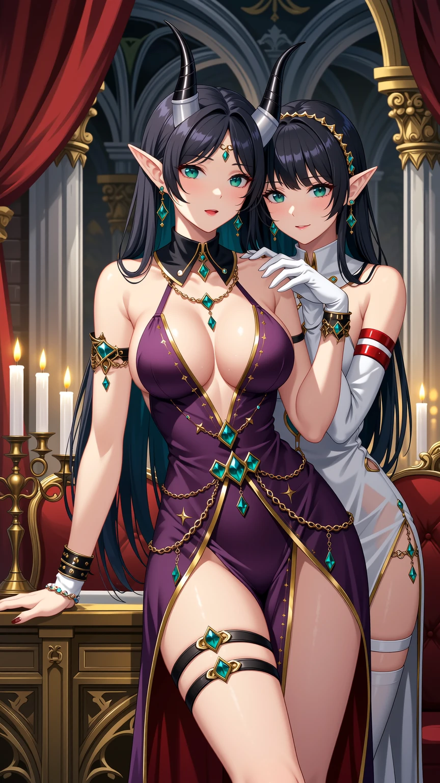 Twin Dark Elf Queens in Royal Seduction