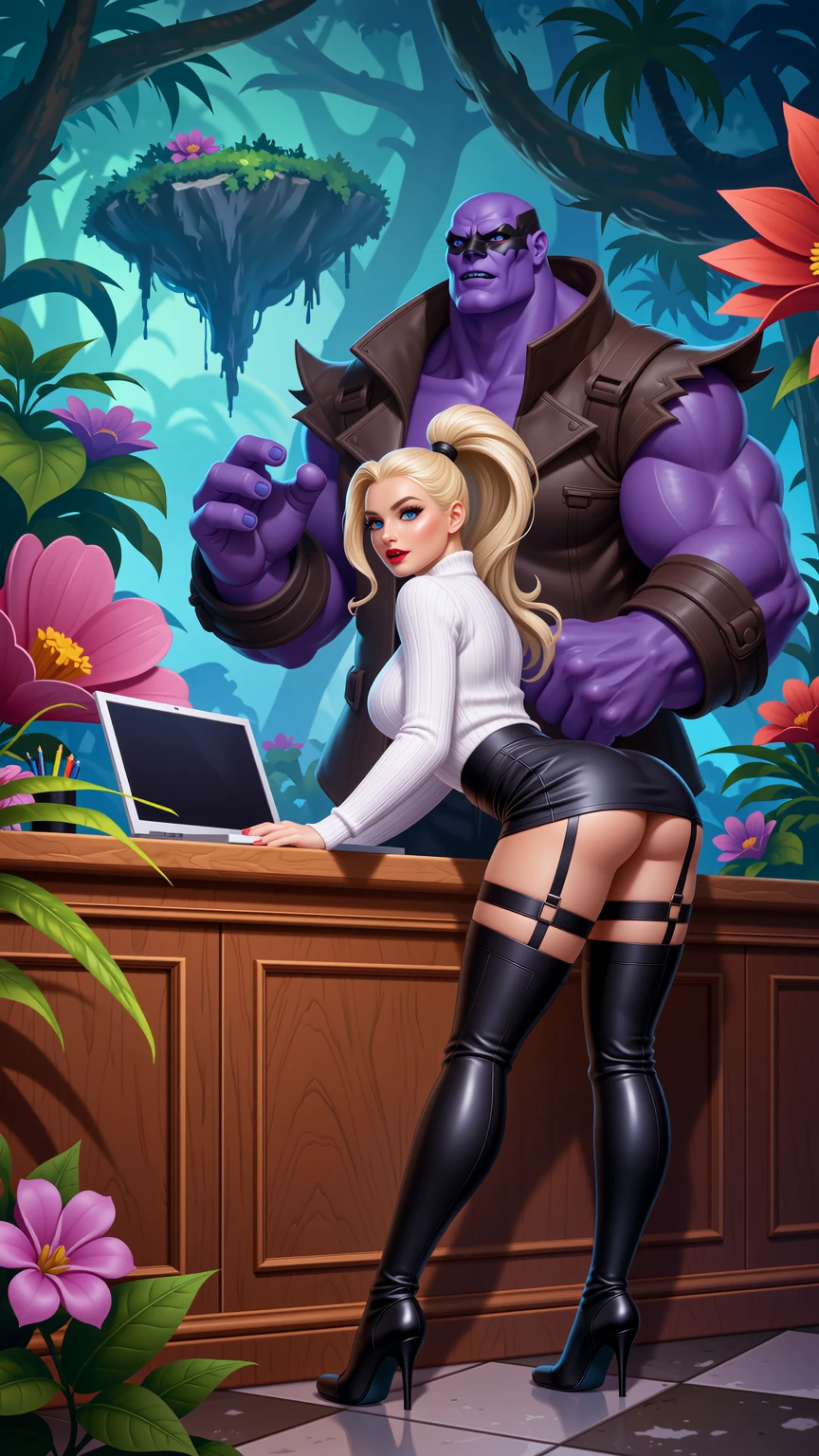 Alien Jungle Encounter Office Rebel and Purple Titan