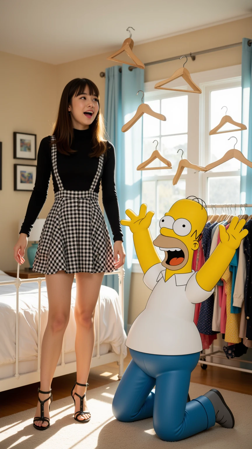 Excited Asian Girl Meets Homer Simpson