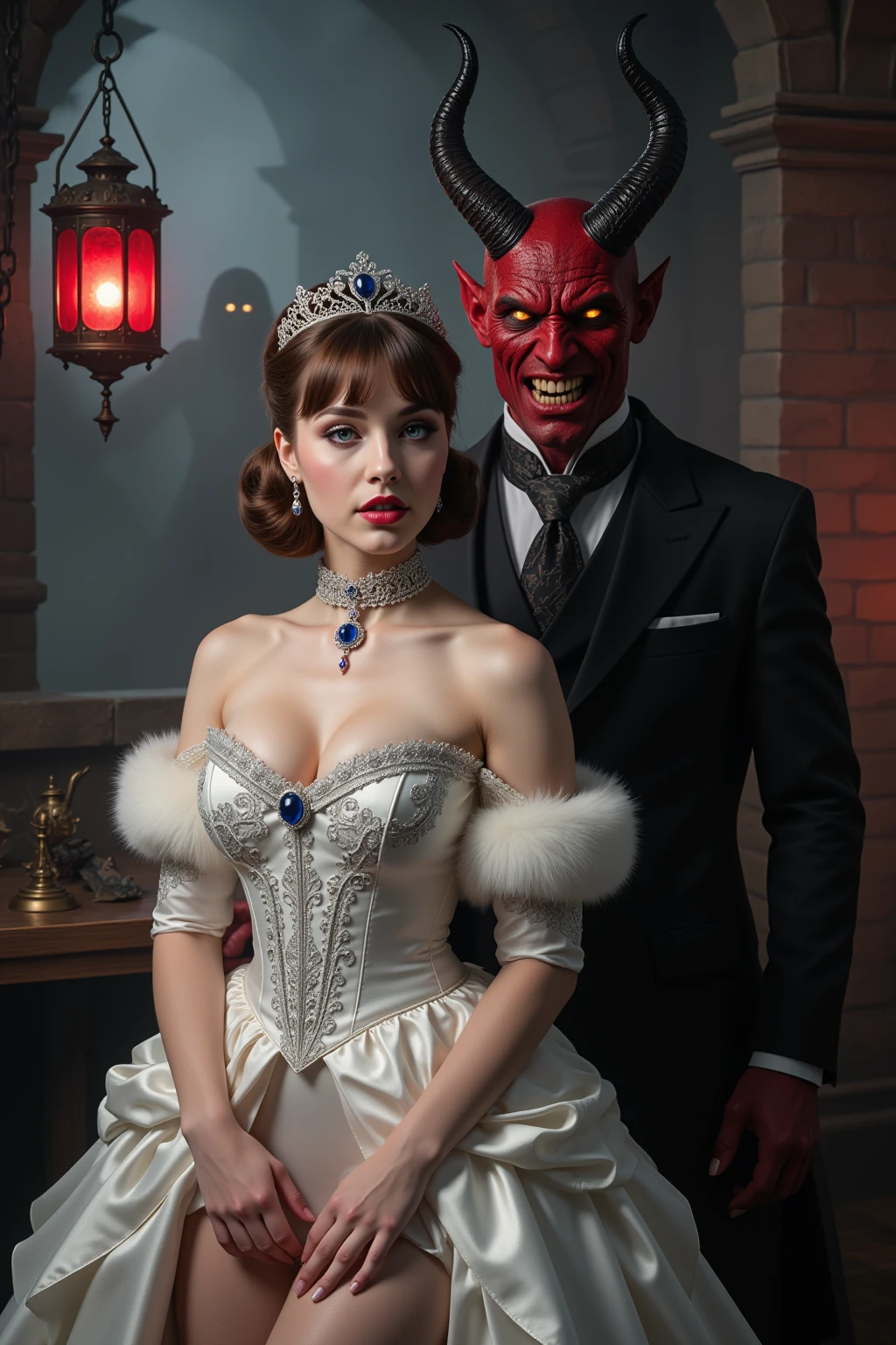 Innocent Bride with Menacing Red Demon Gothic Horror Fantasy Series