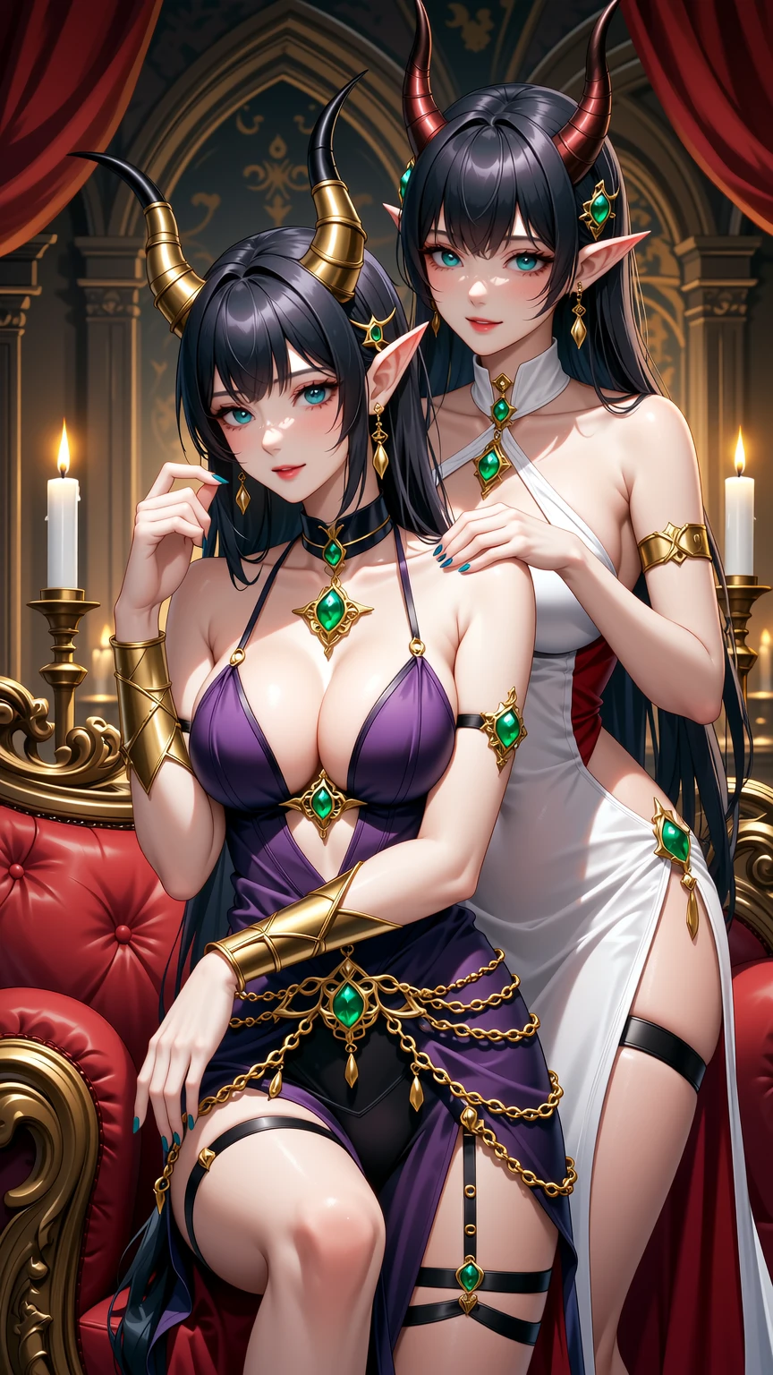 Twin Dark Elf Queens in Royal Seduction