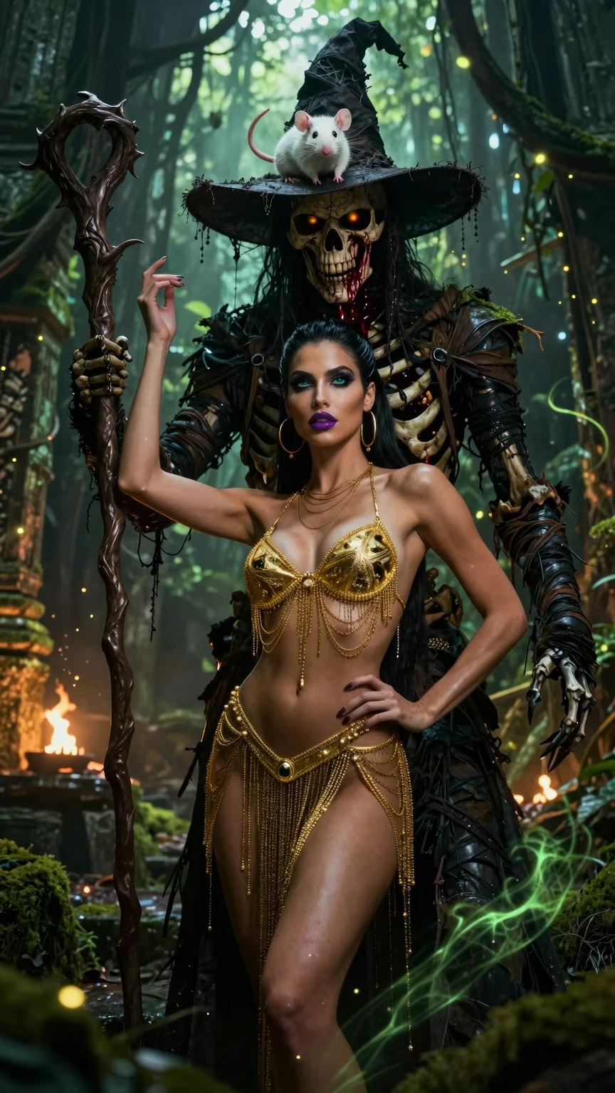 Jungle Necromancer Witch and Golden Chain Temptress