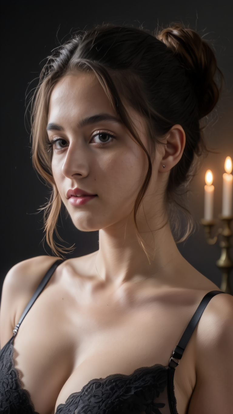 Moody Candlelit Boudoir Portraits in Elegant Lace Lingerie