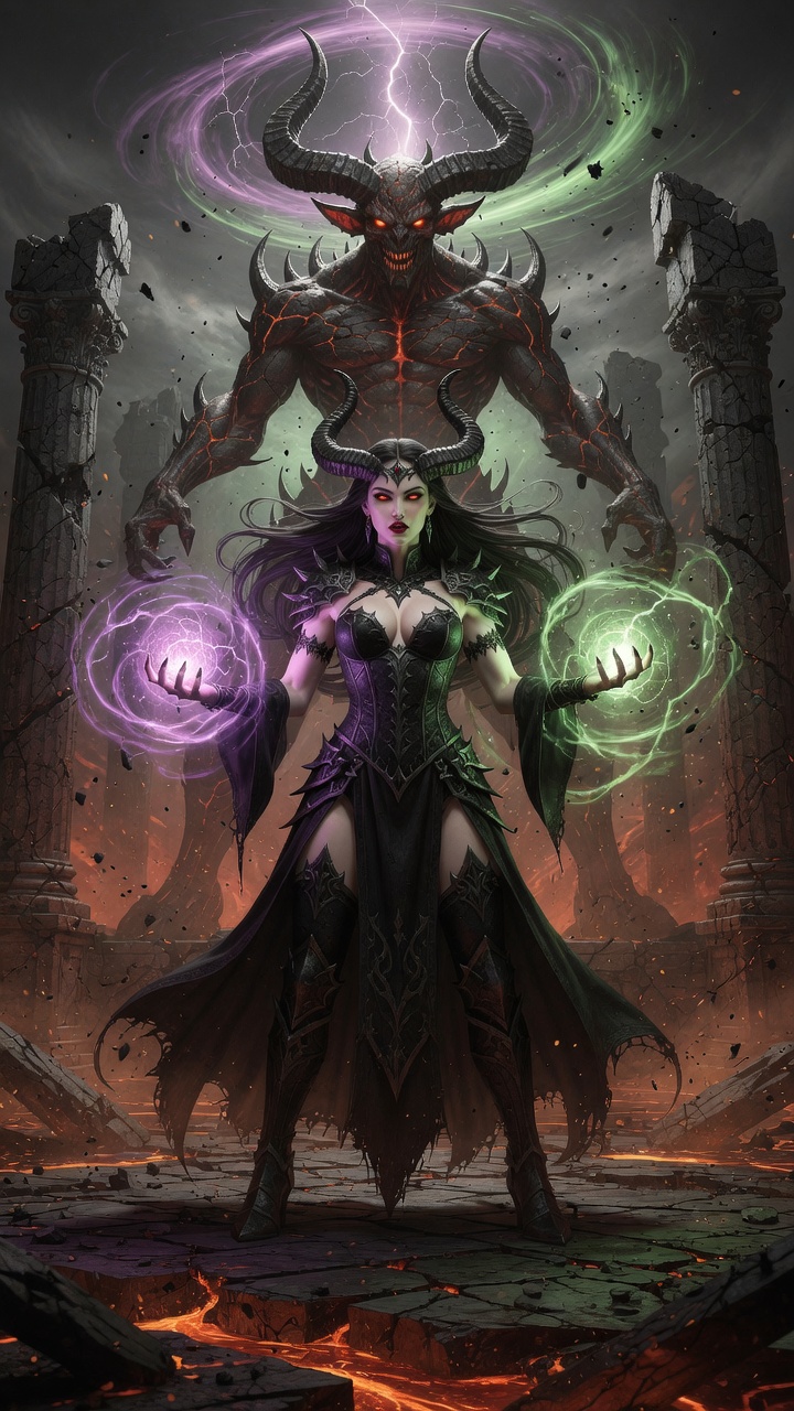 Infernal Sorceress Summoning Demonic Power