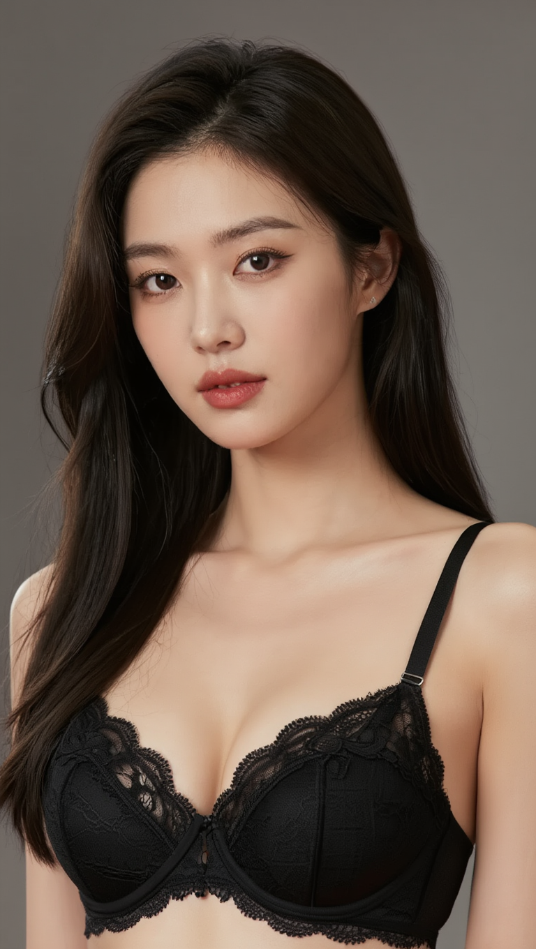 Pure Elegance: Black Lingerie Portraits in Minimal Studio Light