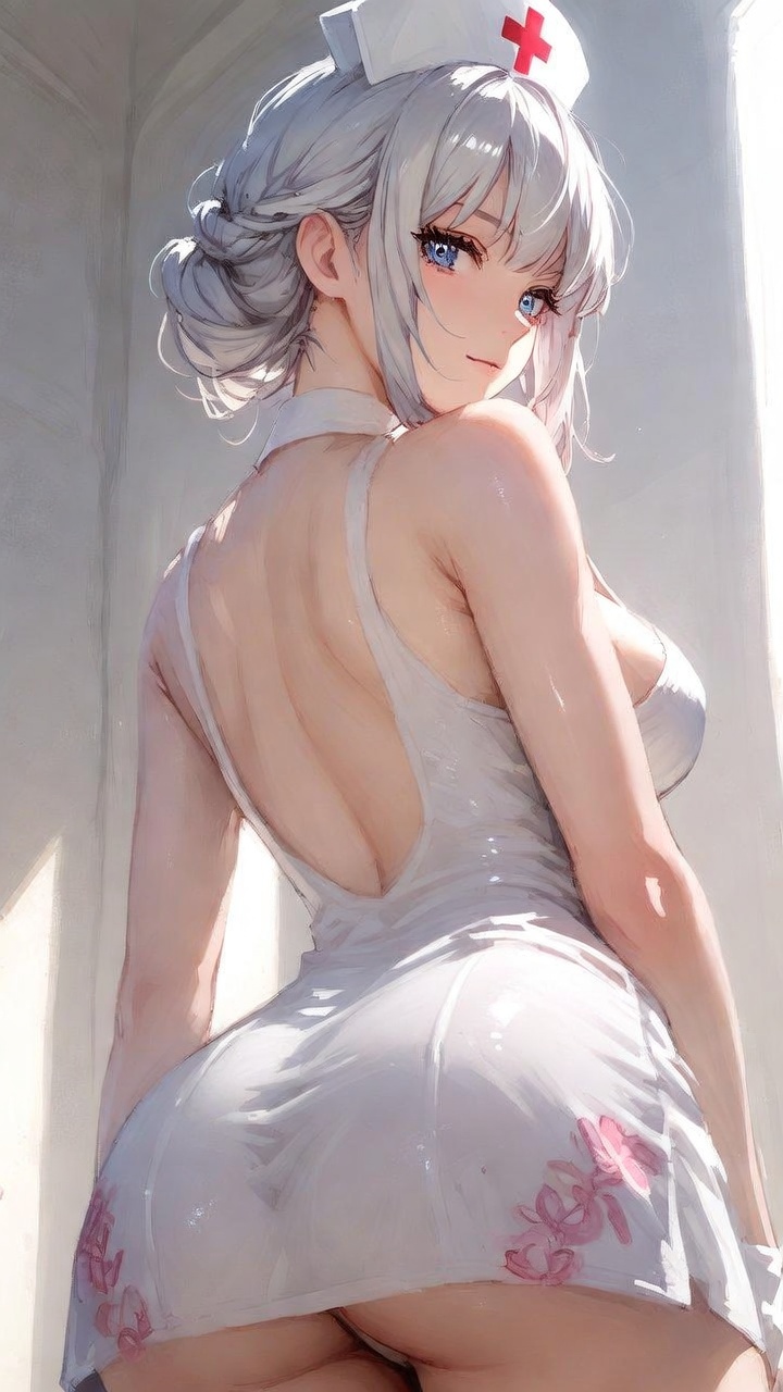 Elegant Anime Nurse with Soft Floral Details