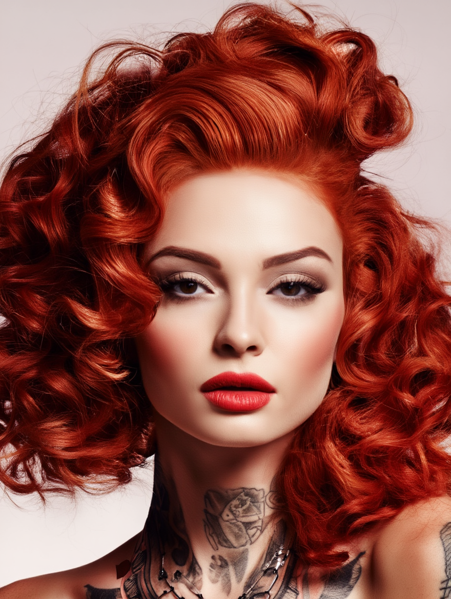 Tattooed Redhead Muse in Lingerie and Editorial Portraits