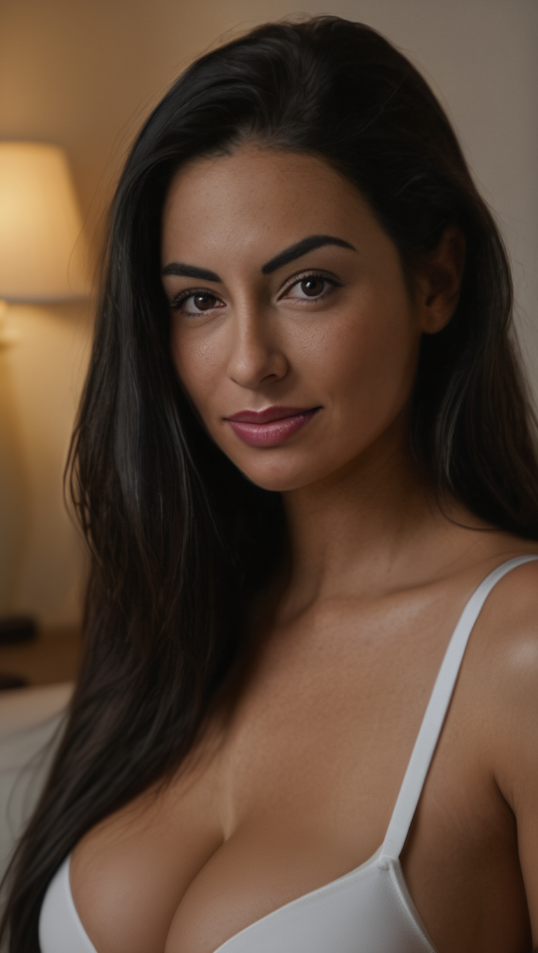 Warm Indoor Portrait Series with Brunette in Stockings