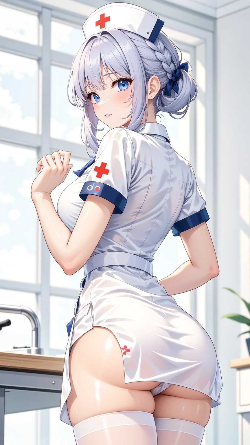 Elegant Anime Nurse with Soft Floral Details