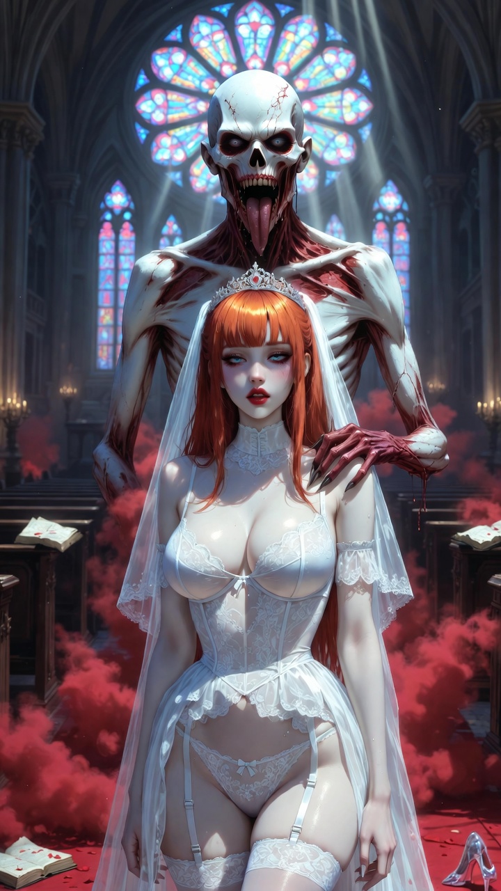 Demonic Groom Claims His Virgin Lace Bride