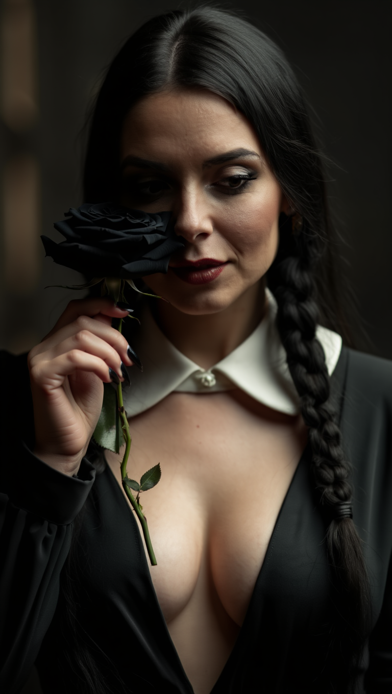 Black Rose Widow: Gothic Muse in Shadowed Corridors