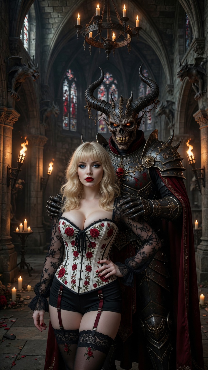 Demonic Guardian and Enigmatic Gothic Beauty