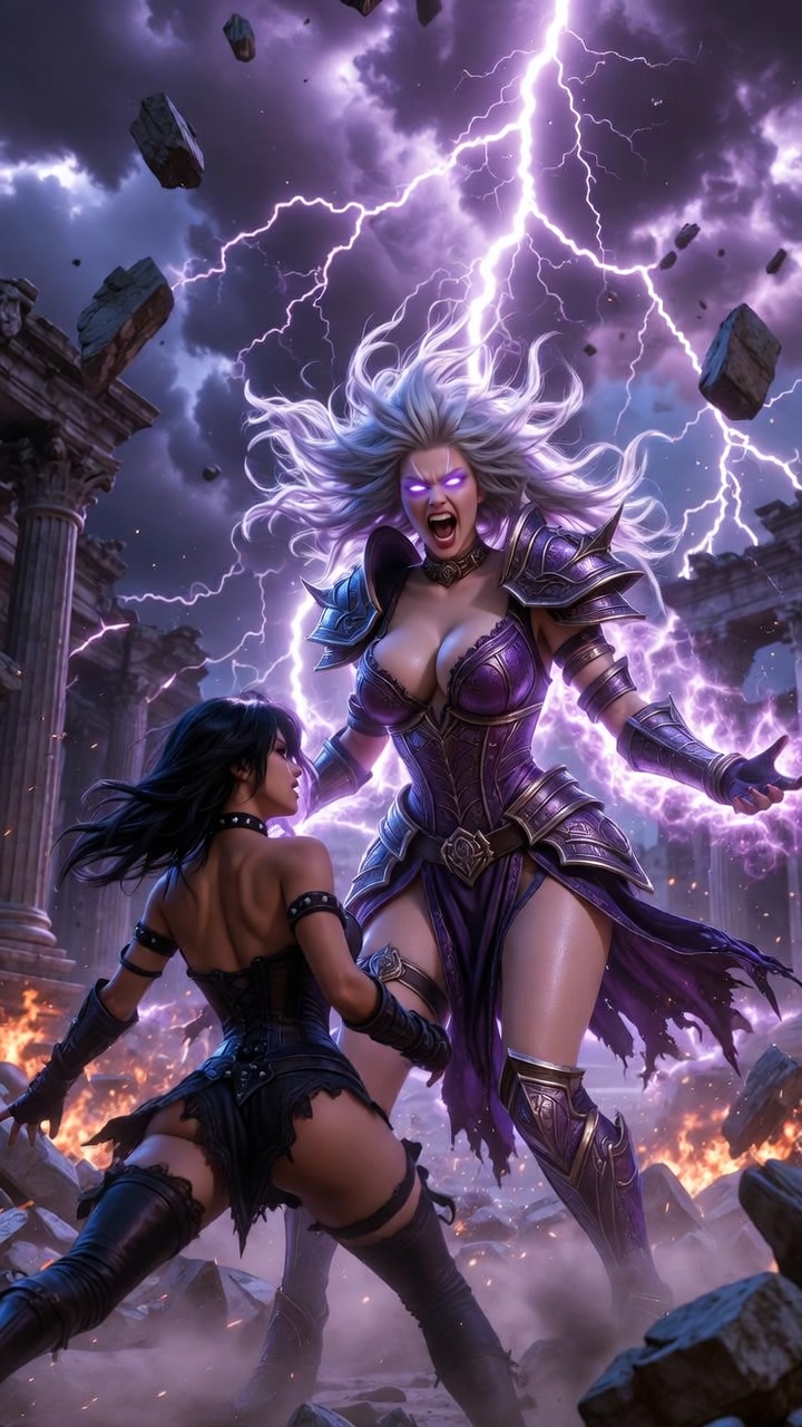 Silver Sorceress and Her Dark Leather Warrior