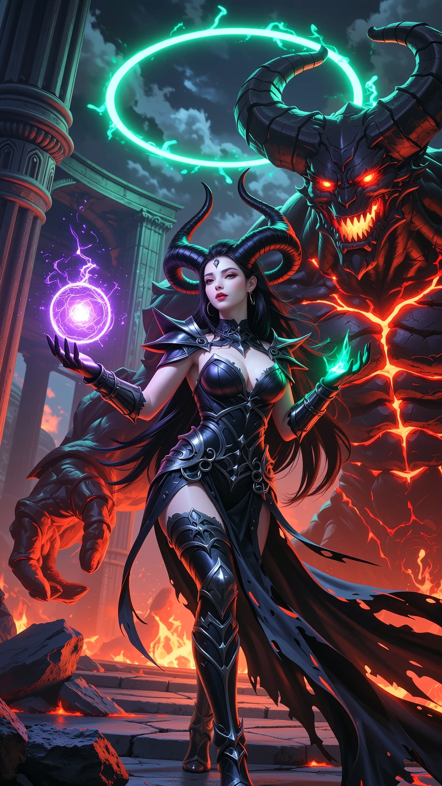 Infernal Sorceress Summoning Demonic Power