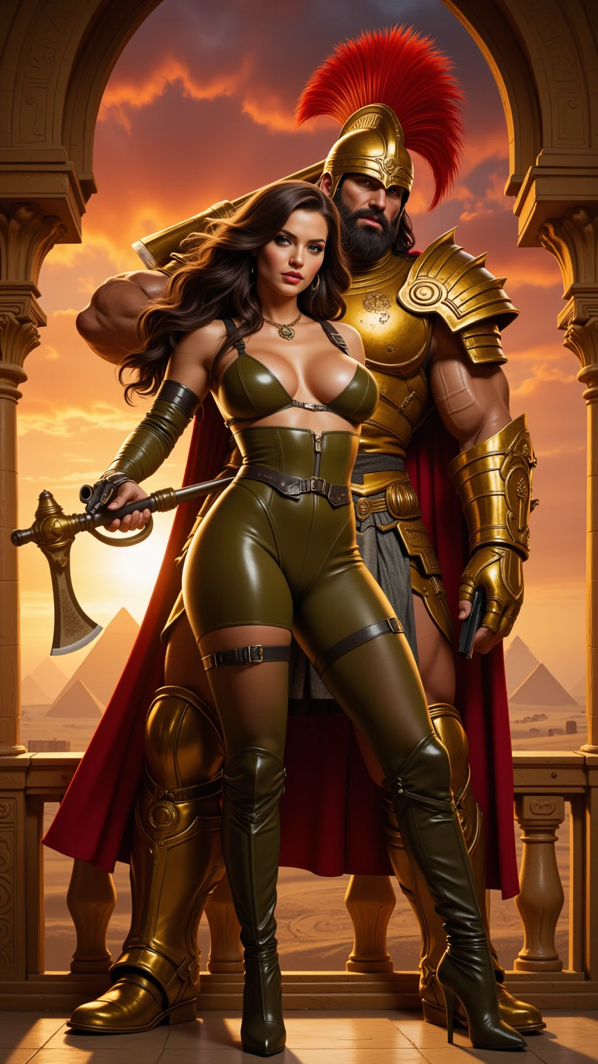Green Leather Vixen and Golden Armored Warlord
