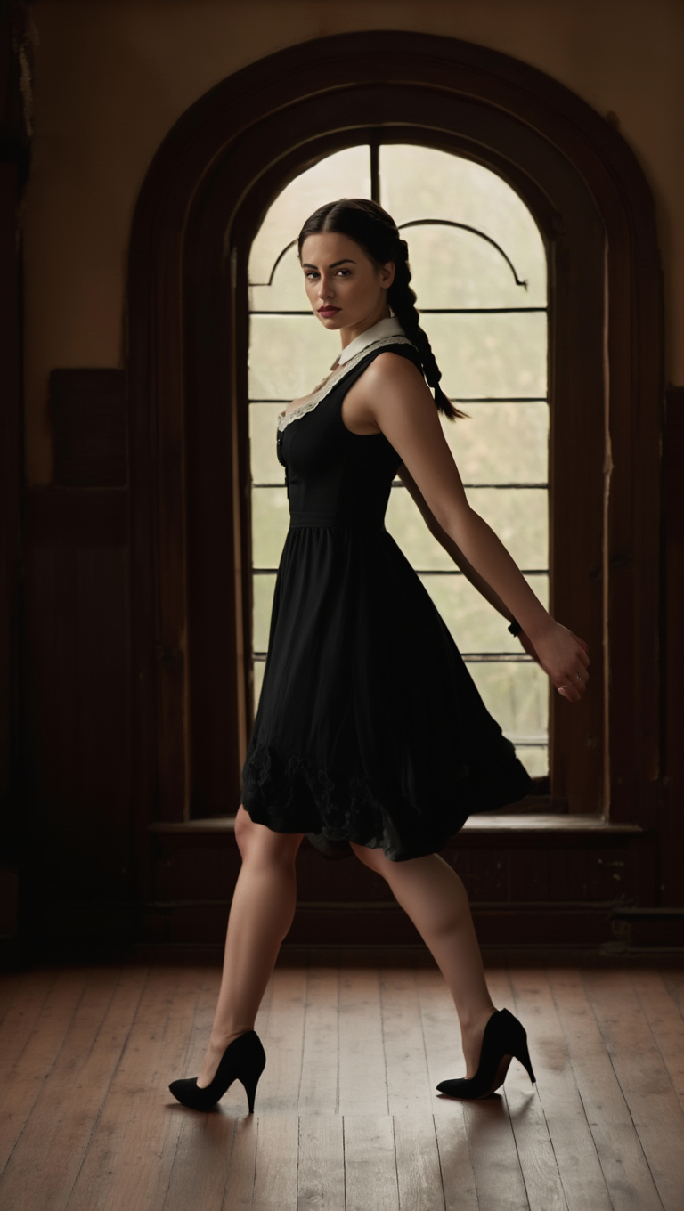 Silent Grace: Brunette Woman in Vintage Window Light Portraits