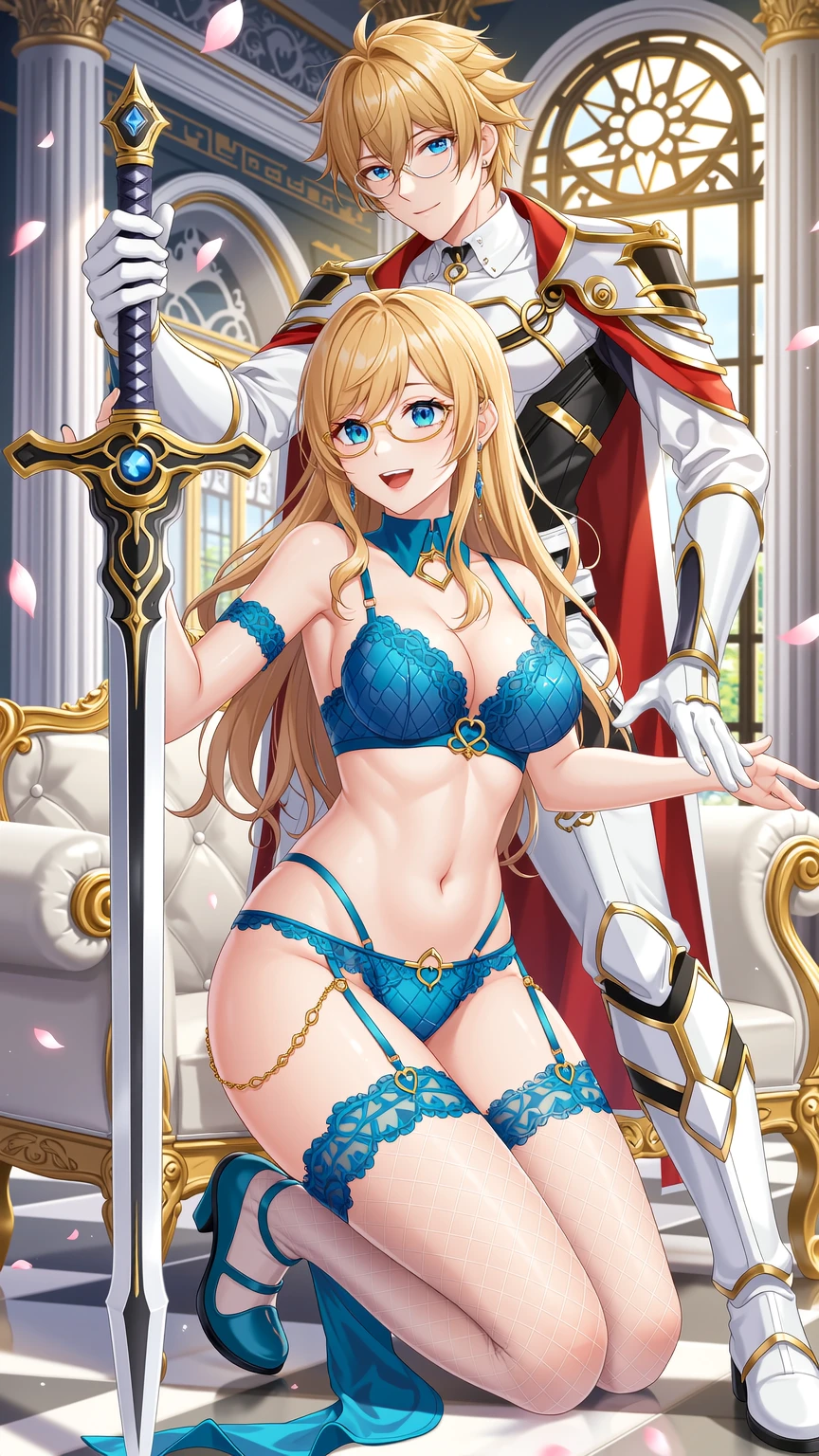 Blonde Lingerie Knight and Armored Warrior