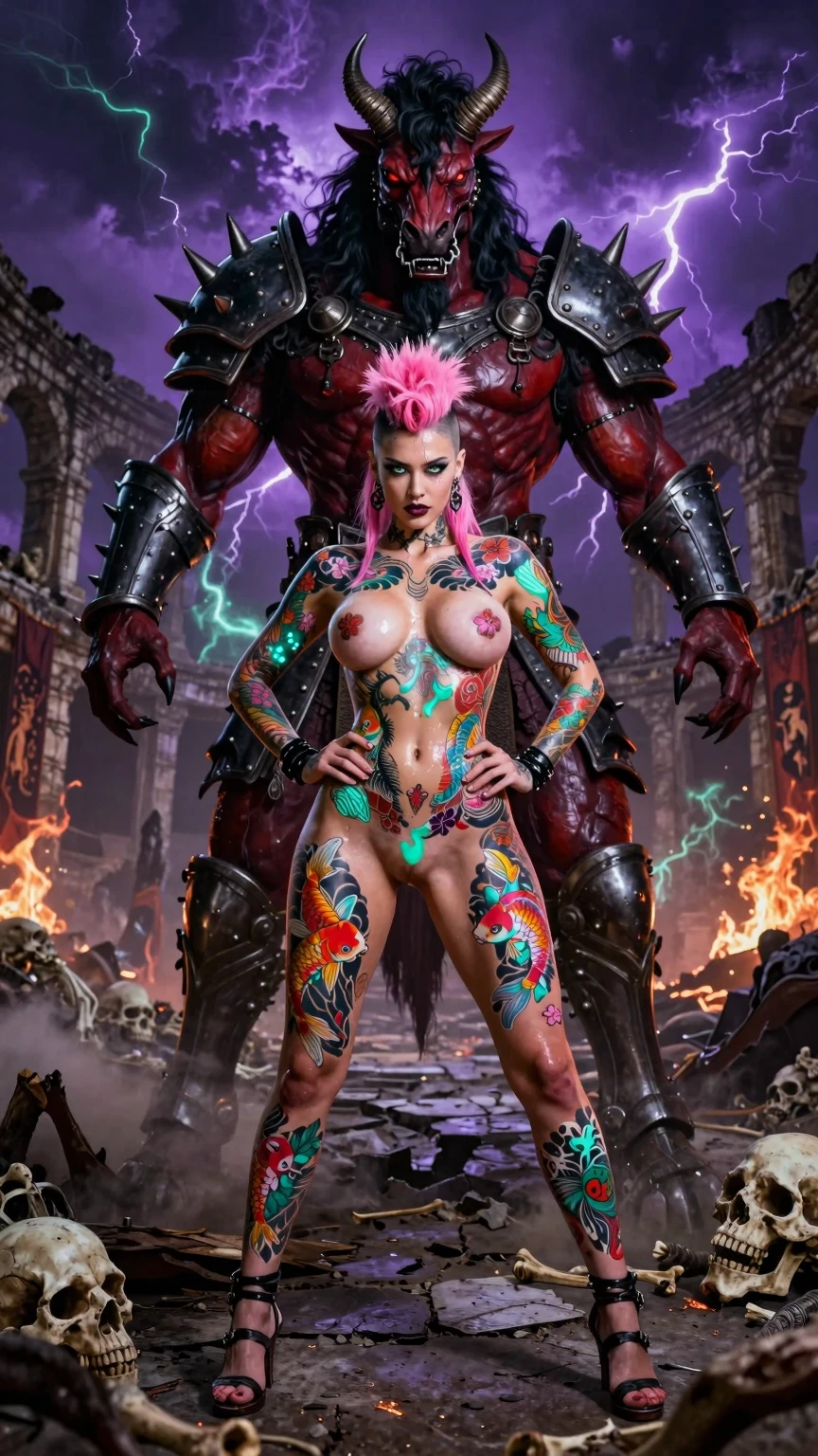 Tattooed Punk Queen and Demonic Centaur Guardian