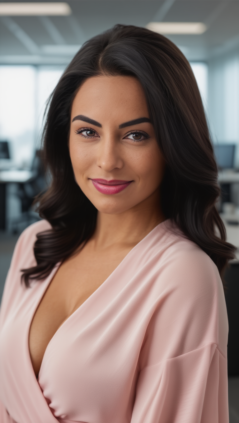 Elegant Office Fashion Portraits with Brunette in Stockings