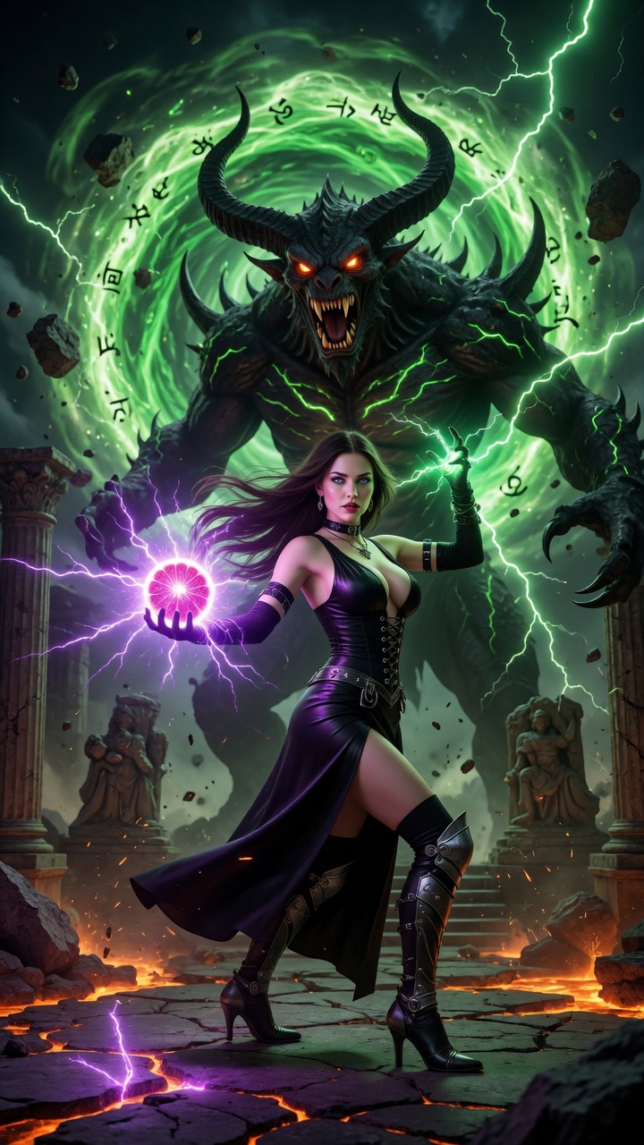 Sorceress Summoning Demonic Power