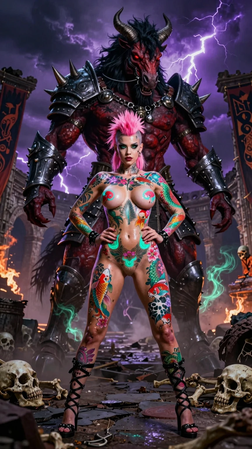 Tattooed Punk Queen and Demonic Centaur Guardian