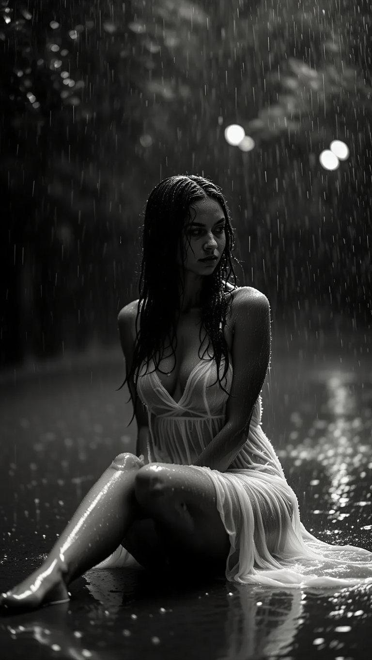 Silent Rain: A Monochrome Study of Solitude and Grace